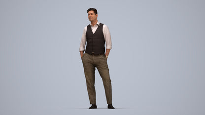 3D scanned man standing business, photorealistic archviz people for Enscape and SketchUp, top-down view render