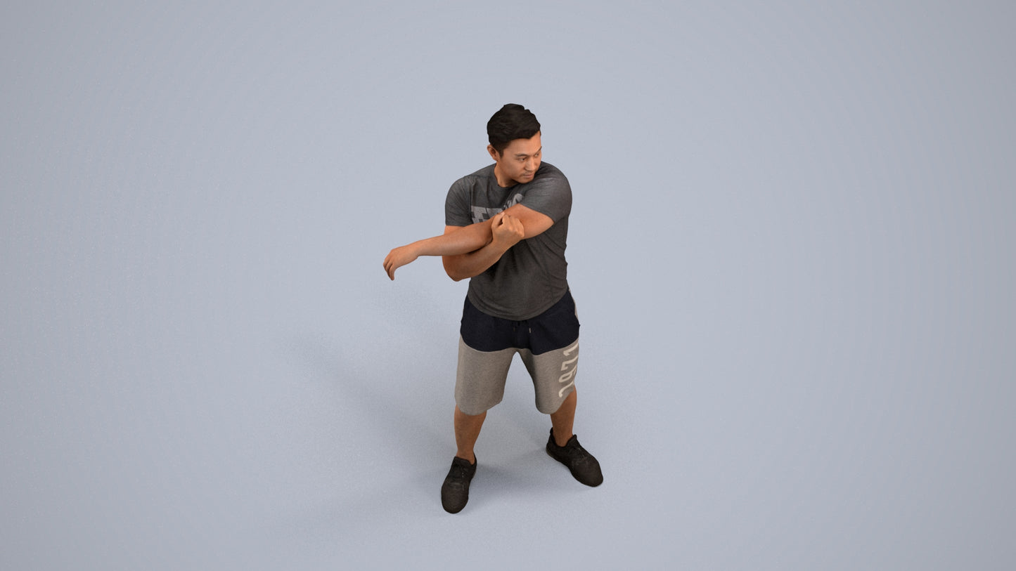 realistic 3D human man sport, archviz people FBX OBJ for Blender, back view render