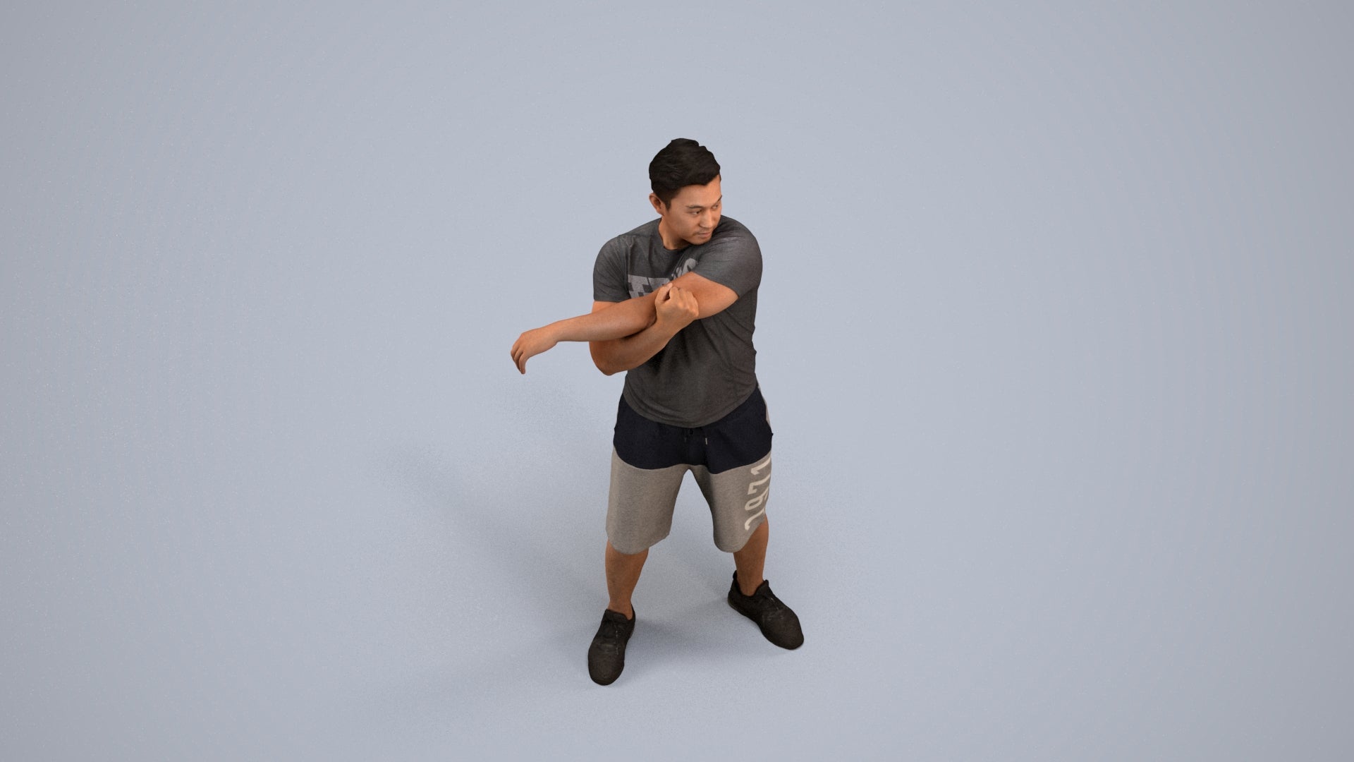 realistic 3D human man sport, archviz people FBX OBJ for Blender, back view render