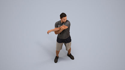 realistic 3D human man sport, archviz people FBX OBJ for Blender, back view render
