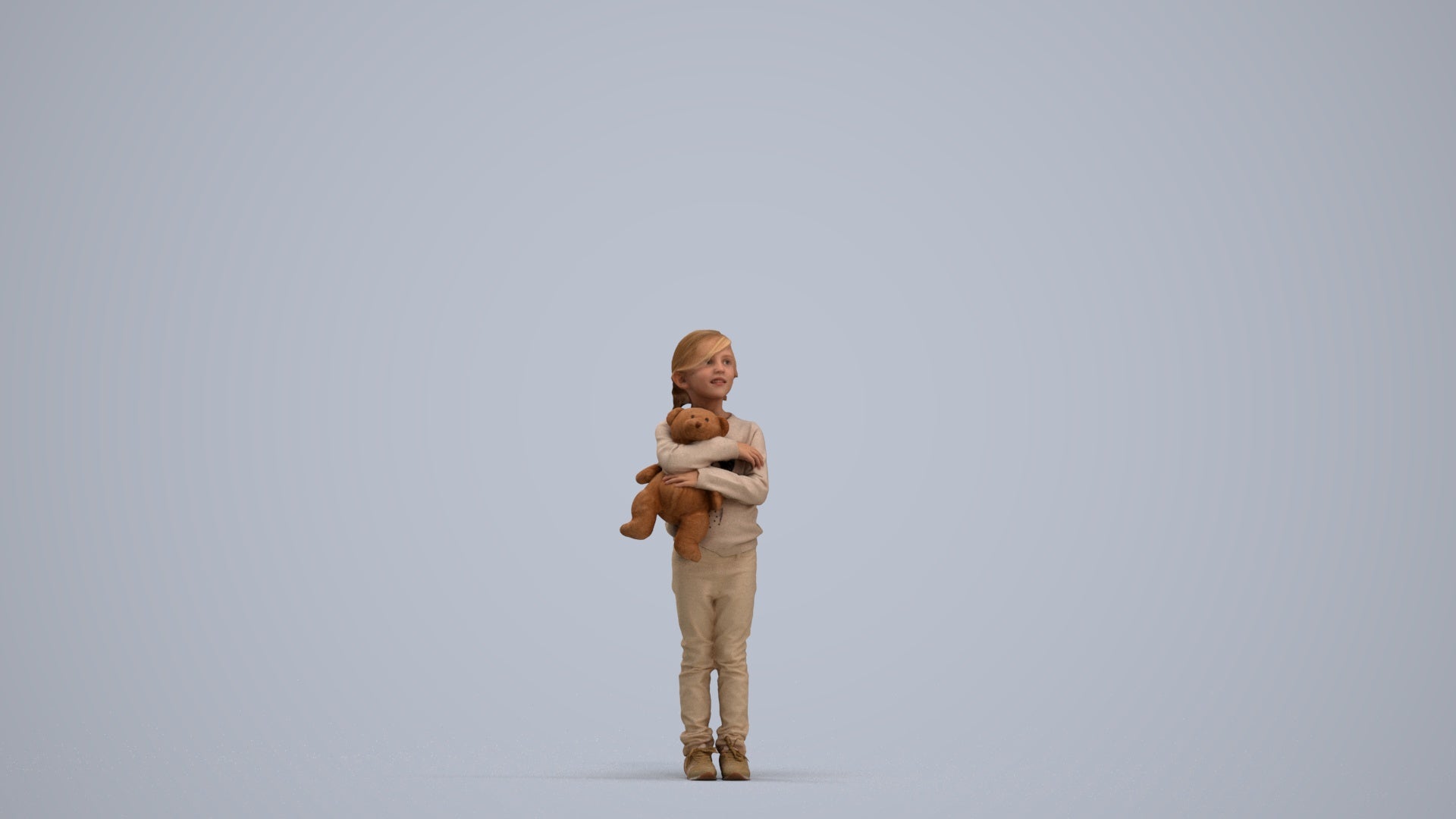 realistic 3D human girl casual standing, archviz people FBX OBJ for Blender, standing pose render