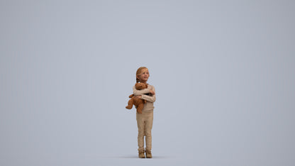 realistic 3D human girl casual standing, archviz people FBX OBJ for Blender, standing pose render