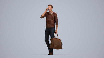 photogrammetry 3D man casual standing, realistic human model archviz FBX, top-down view render