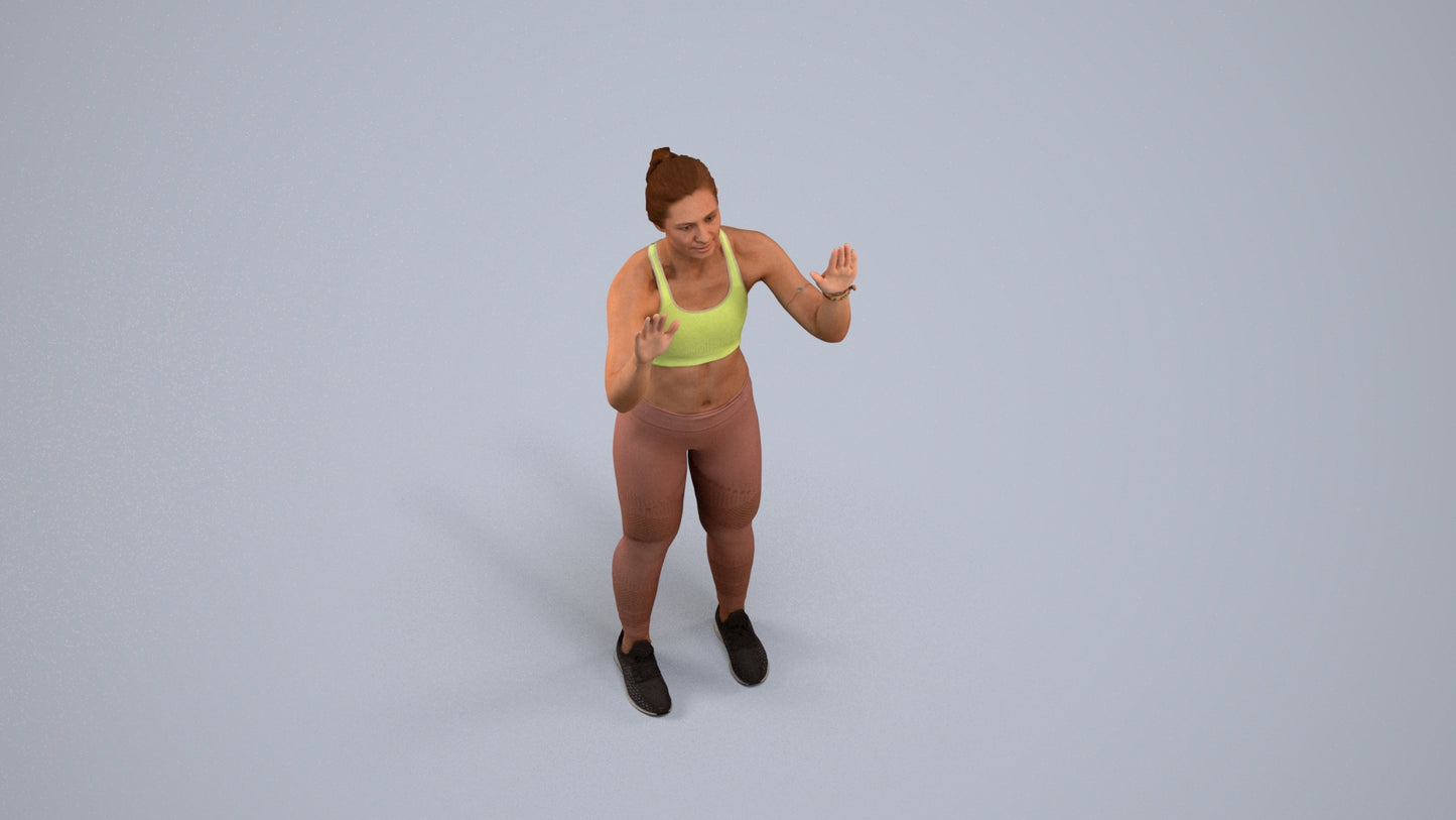 3D scanned woman sport, photorealistic archviz people for Enscape and SketchUp, back view render