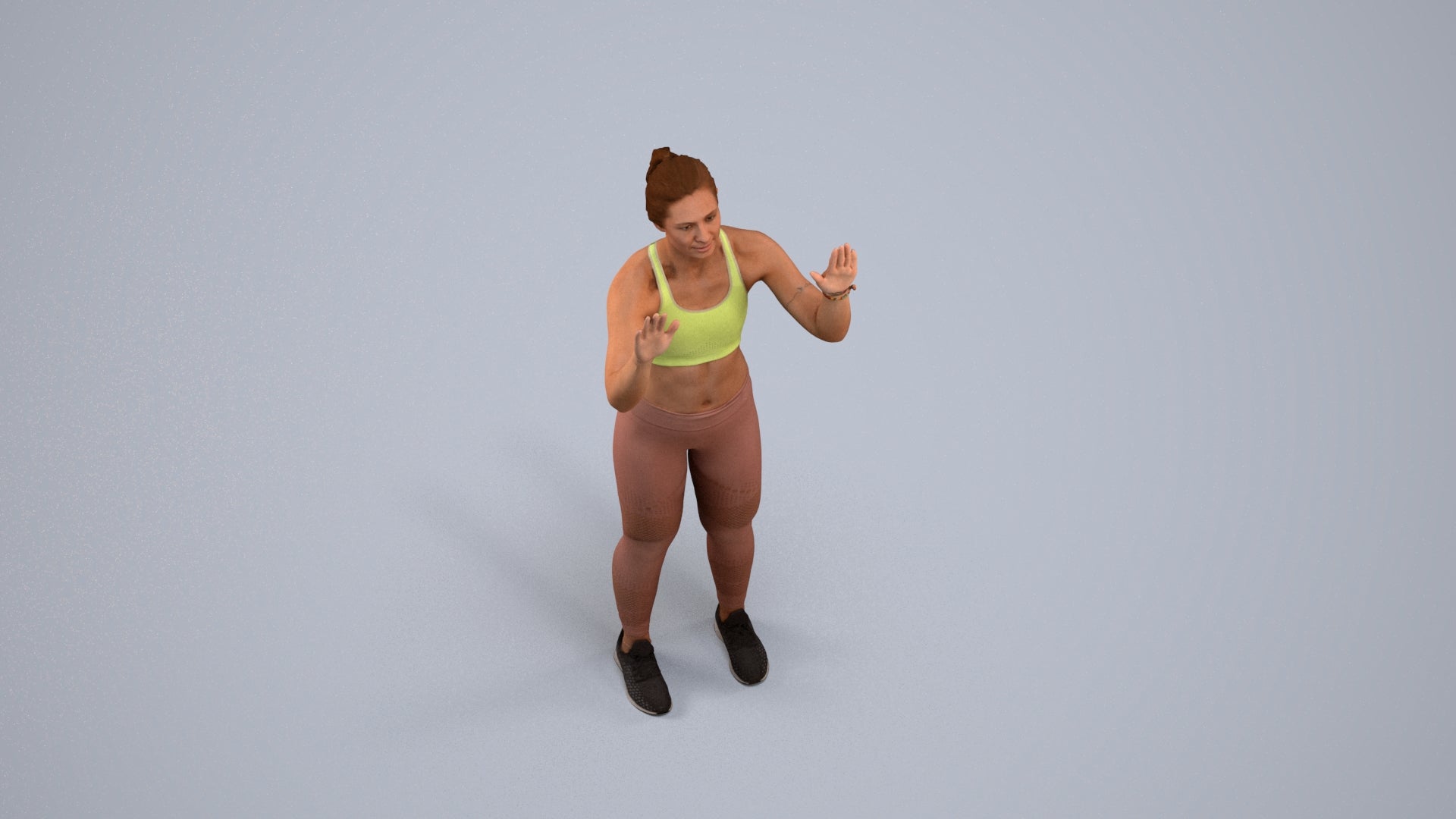 3D scanned woman sport, photorealistic archviz people for Enscape and SketchUp, back view render