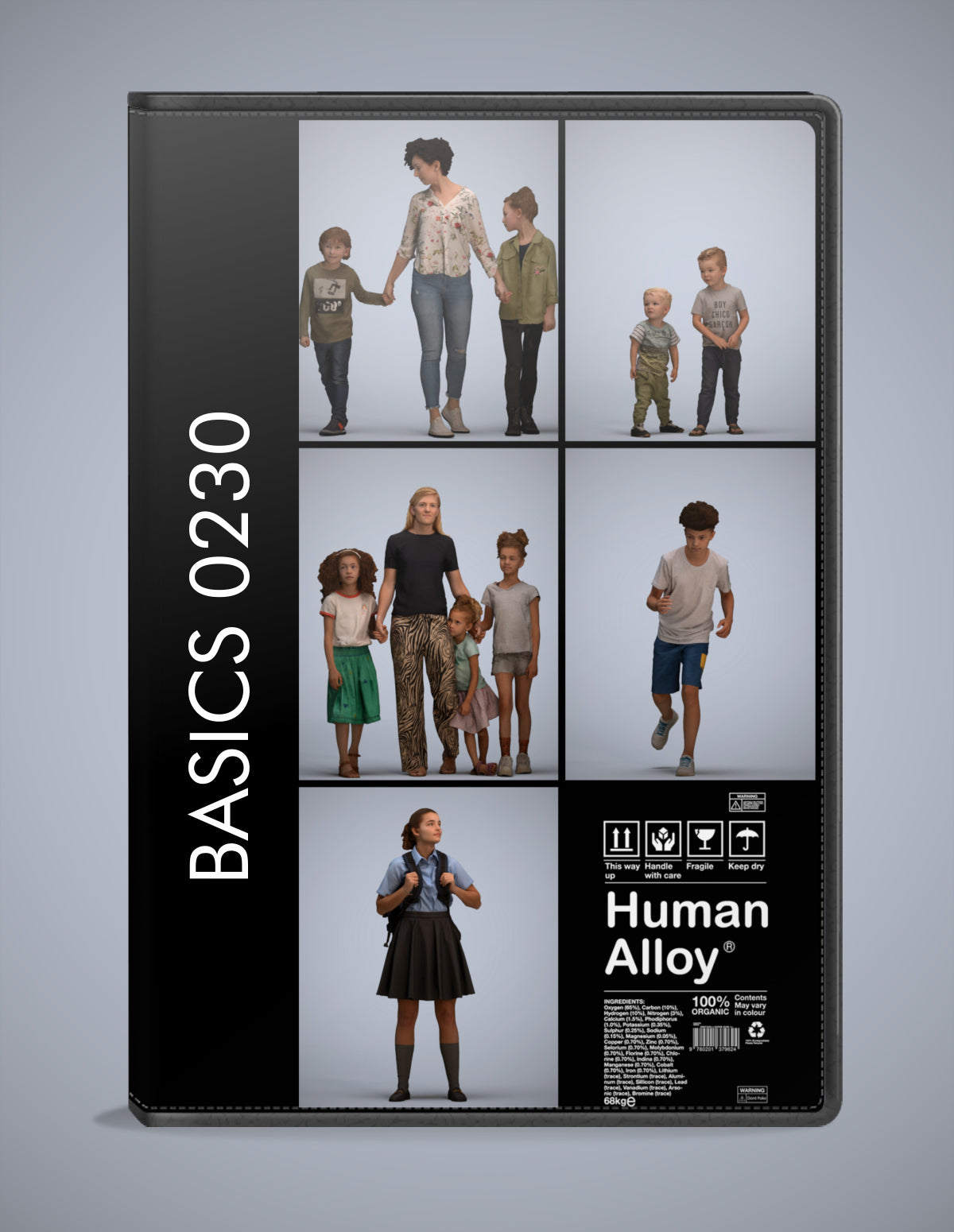 3D human models kids bundle, 5 photogrammetry scanned people for archviz