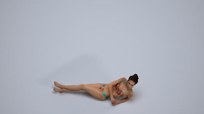 realistic 3D woman pool, scanned archviz people for Blender and 3ds Max, back view render