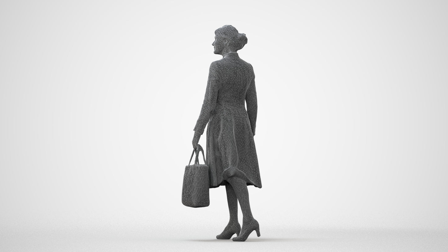 3D scanned senior woman standing business, photorealistic archviz people for Enscape and SketchUp, square thumbnail