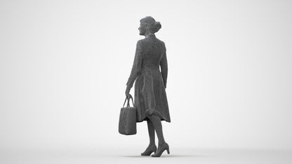 3D scanned senior woman standing business, photorealistic archviz people for Enscape and SketchUp, square thumbnail