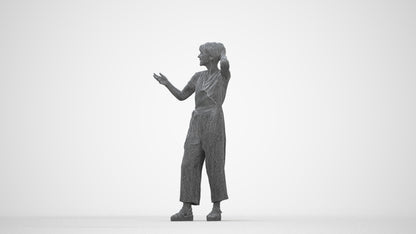 realistic 3D human senior woman casual standing, archviz people FBX OBJ for Blender, wireframe back view