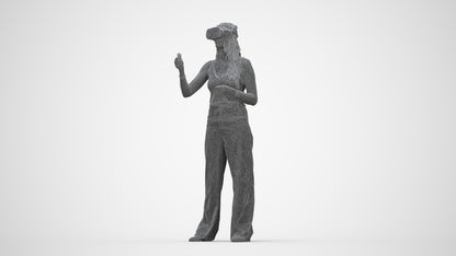 realistic 3D people woman casual standing, render-ready for V-Ray and Corona, FBX OBJ, wireframe back view