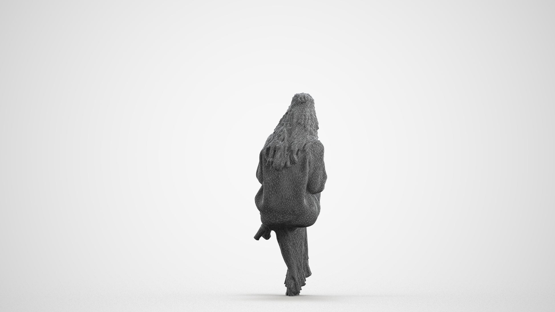 realistic 3D people woman casual sitting, render-ready for V-Ray and Corona, FBX OBJ, wireframe front view