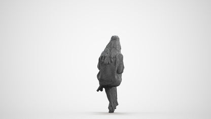 realistic 3D people woman casual sitting, render-ready for V-Ray and Corona, FBX OBJ, wireframe front view