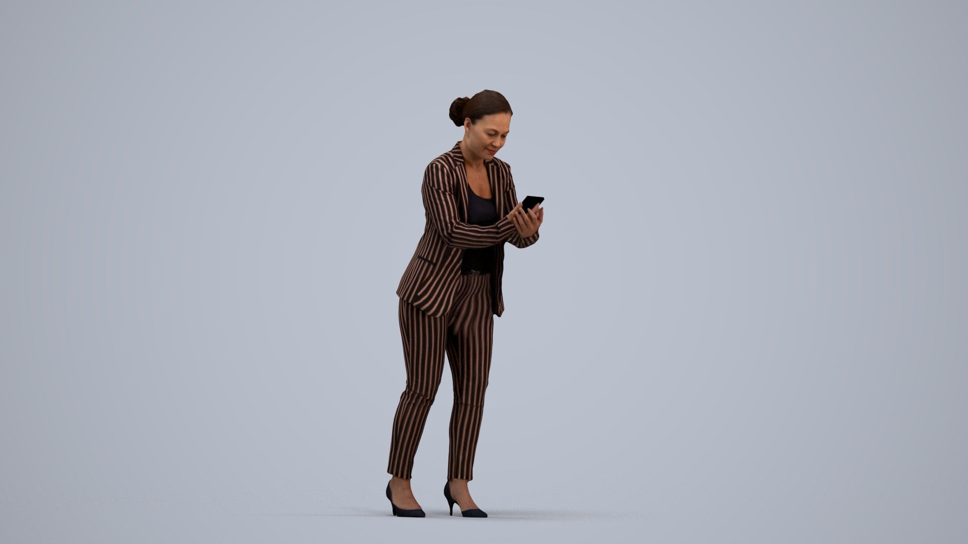 realistic 3D human woman business standing, archviz people FBX OBJ for Blender, standing pose render