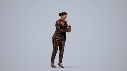 realistic 3D human woman business standing, archviz people FBX OBJ for Blender, standing pose render