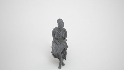 3D human model woman formal formalaffairs, photogrammetry scanned person for archviz, wireframe three-quarter view