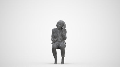 3D human model woman business, photogrammetry scanned person for archviz, top-down view render