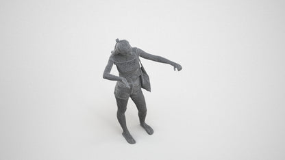 3D people model girl casual shopping, scanned human for 3ds Max rendering, wireframe three-quarter view