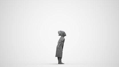 realistic 3D girl casual kids, scanned archviz people for Blender and 3ds Max, wireframe side view