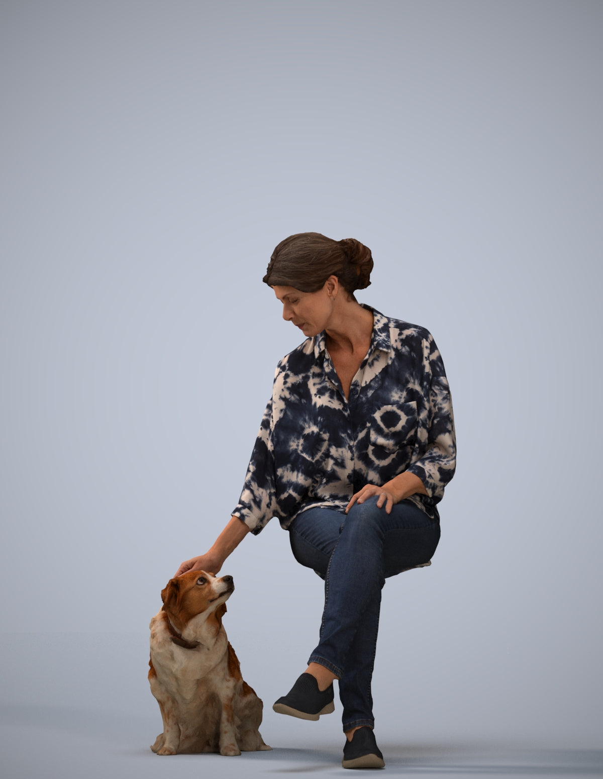 realistic 3D people woman casual sitting, render-ready for V-Ray and Corona, FBX OBJ