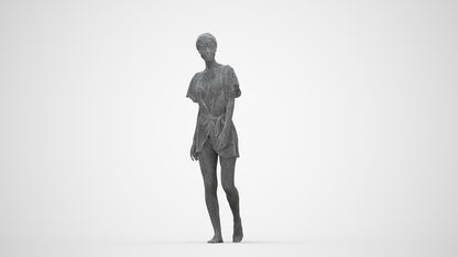 realistic 3D human woman bathroom, archviz people FBX OBJ for Blender, wireframe back view