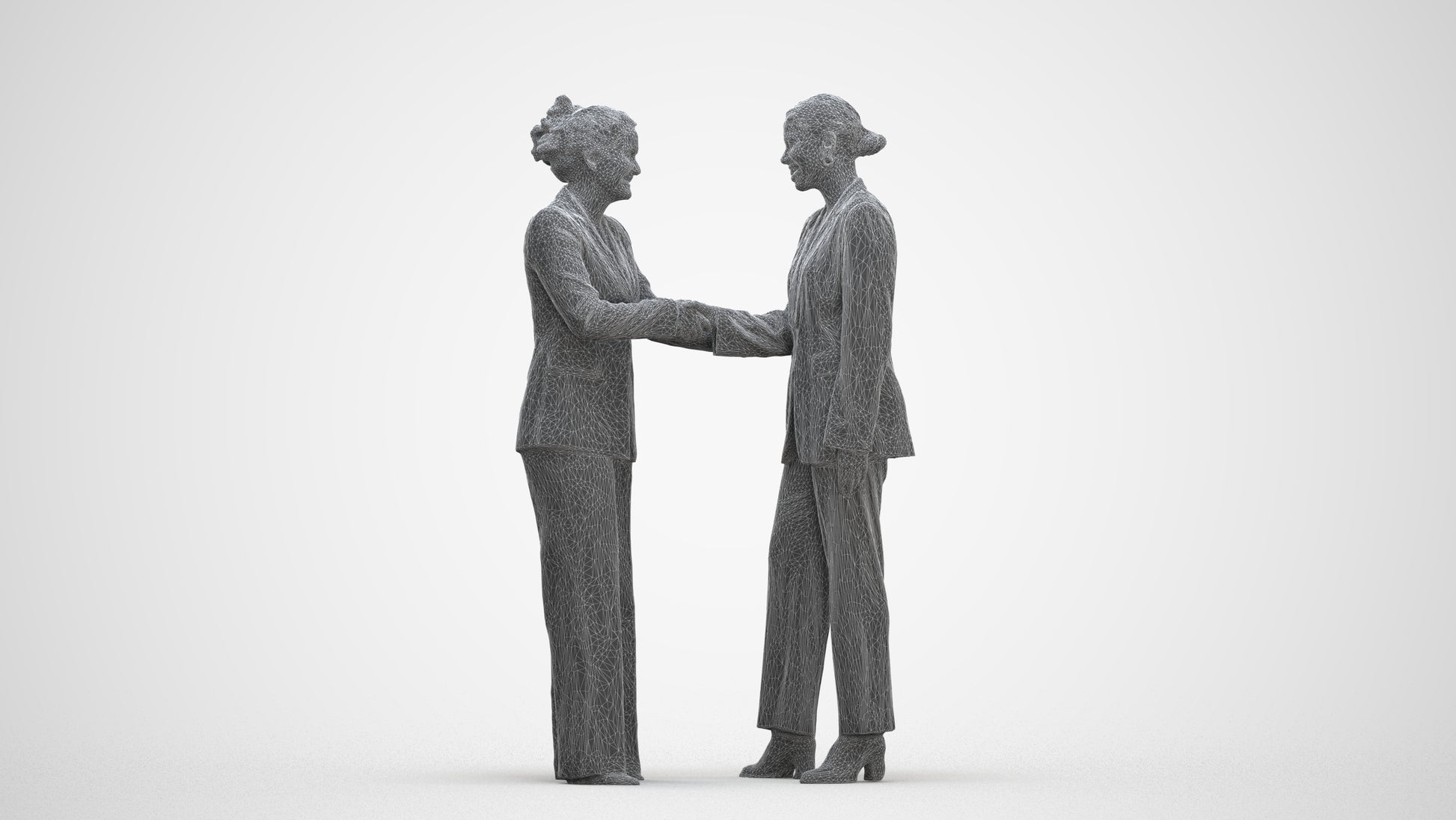 realistic 3D woman business, scanned archviz people for Blender and 3ds Max, three-quarter front view render