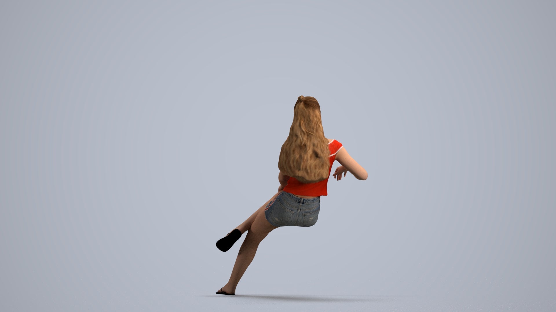 scanned 3D woman casual sitting, photogrammetry people for Enscape and V-Ray, front view render