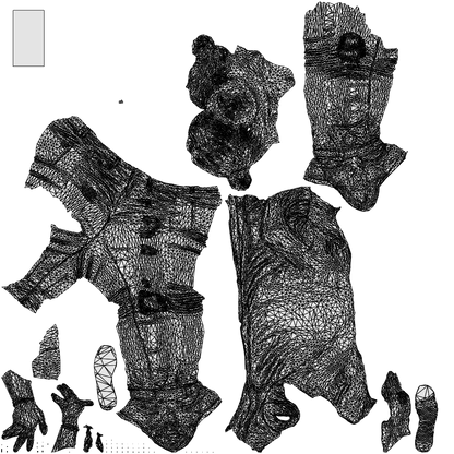 realistic 3D woman casual standing, scanned archviz people for Blender and 3ds Max, wireframe top-down view