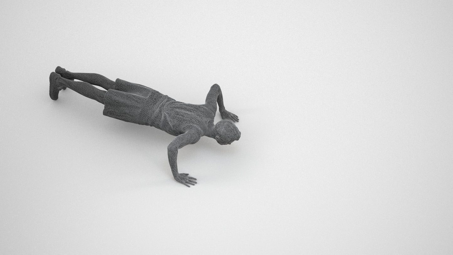 3D people model man sport, scanned human for 3ds Max rendering, wireframe three-quarter view