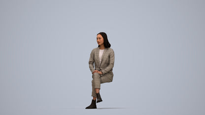 scanned 3D woman business, photogrammetry people for Enscape and V-Ray, top-down view render
