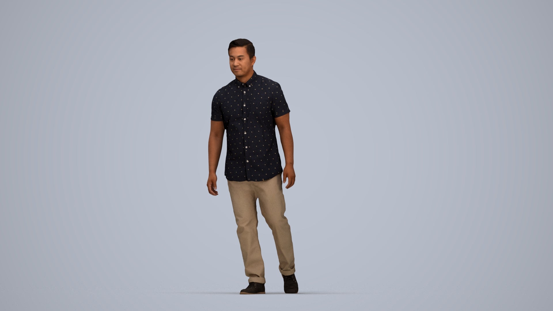 scanned 3D man casual walking, photogrammetry people for Enscape and V-Ray, top-down view render