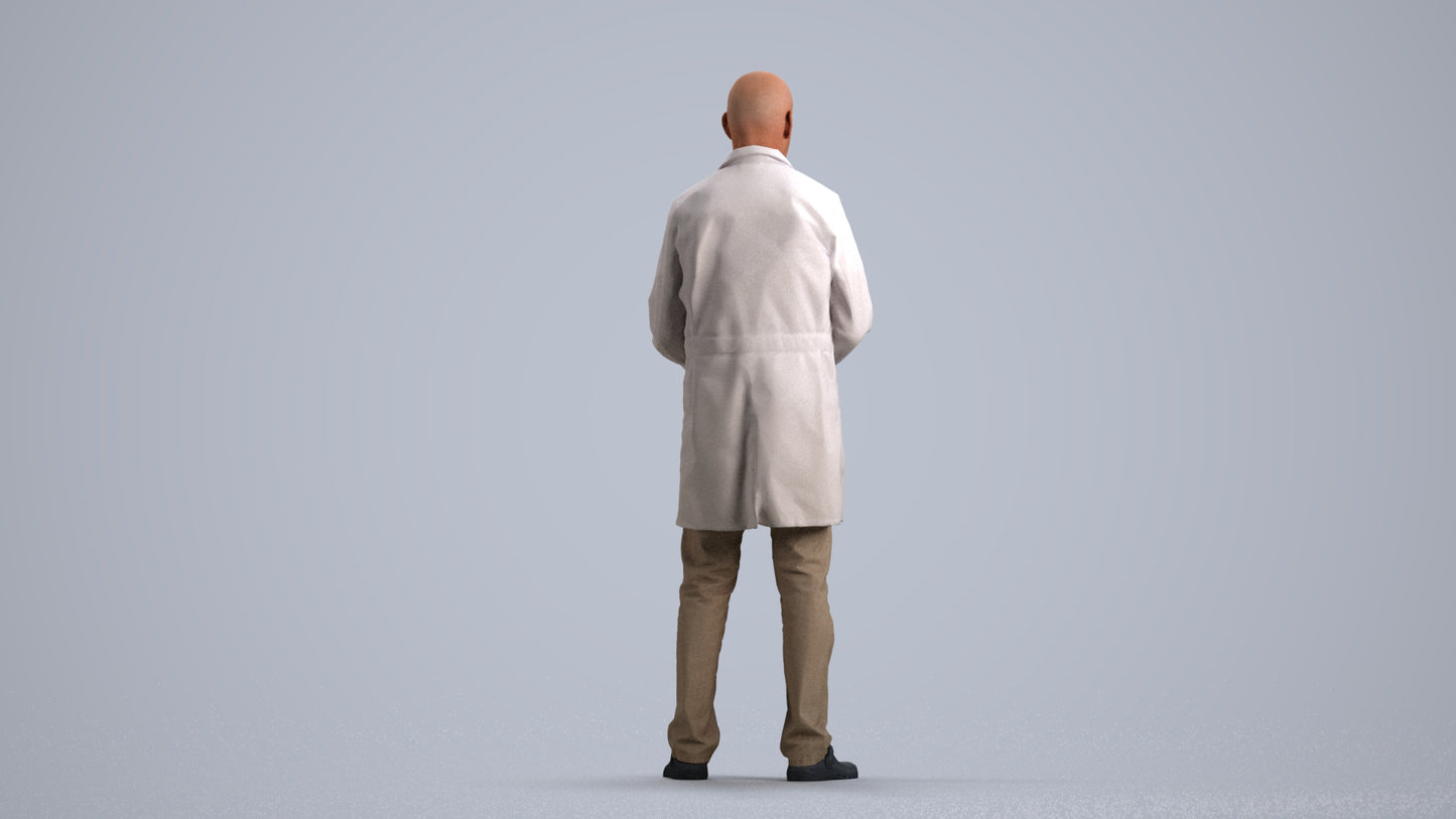 3D scanned senior man medical, photorealistic archviz people for Enscape and SketchUp, front view render