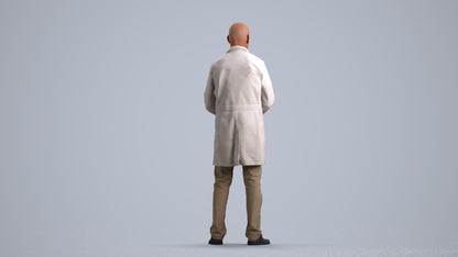 3D scanned senior man medical, photorealistic archviz people for Enscape and SketchUp, front view render