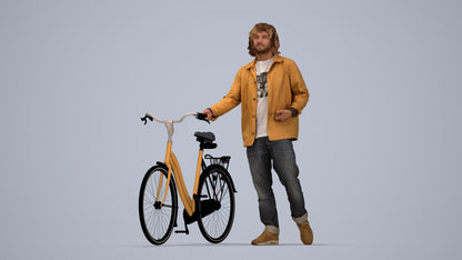 realistic 3D people man casual cycling, render-ready for V-Ray and Corona, FBX OBJ, top-down view render