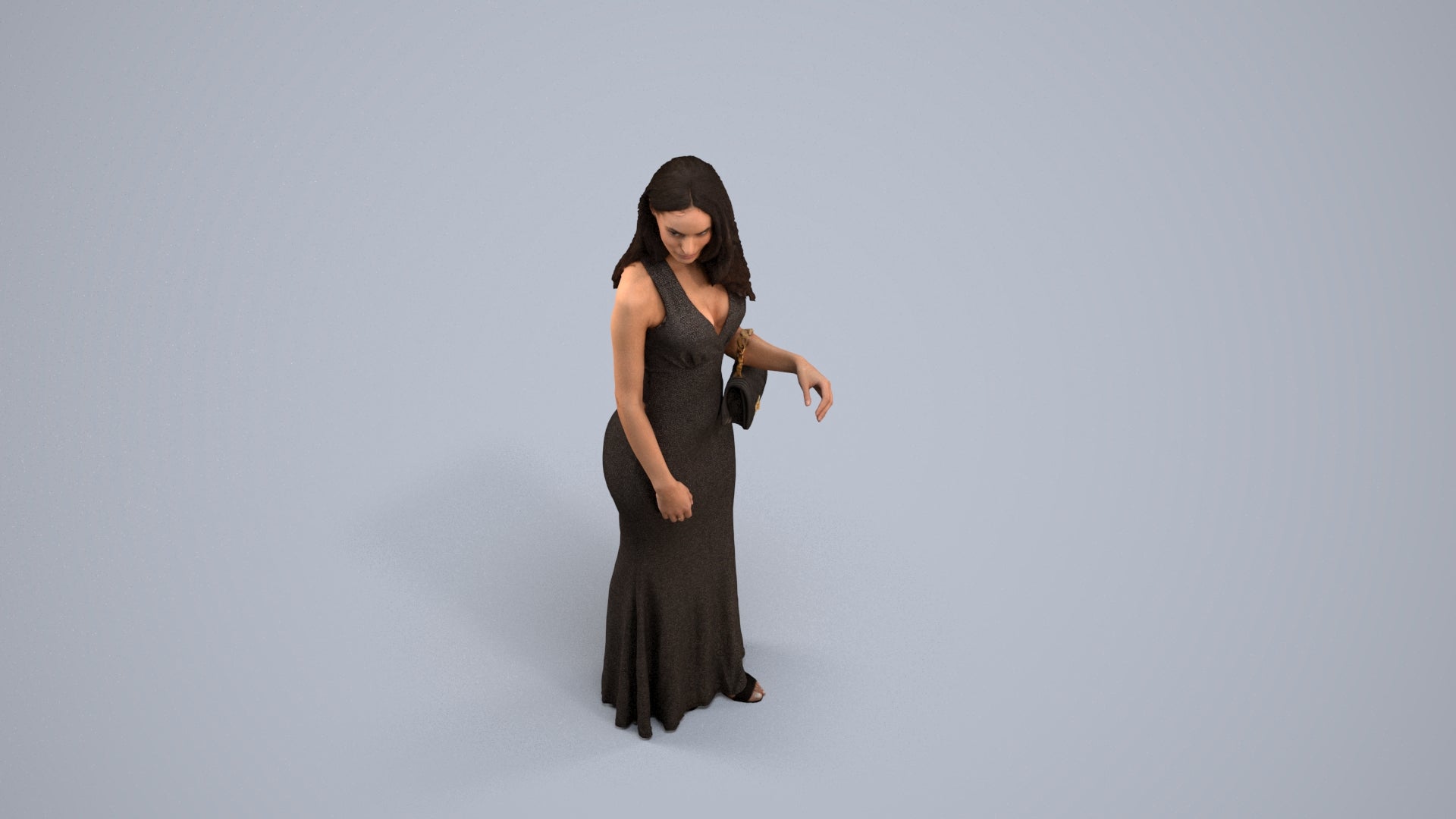 scanned 3D woman formal formalaffairs, photogrammetry people for Enscape and V-Ray, back view render