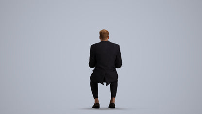 3D scanned man business, photorealistic archviz people for Enscape and SketchUp, front view render