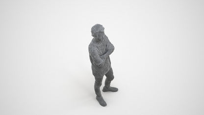 photogrammetry 3D man casual standing, realistic human model archviz FBX, wireframe three-quarter view