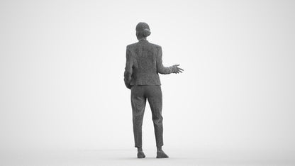 realistic 3D people woman business standing, render-ready for V-Ray and Corona, FBX OBJ, wireframe front view