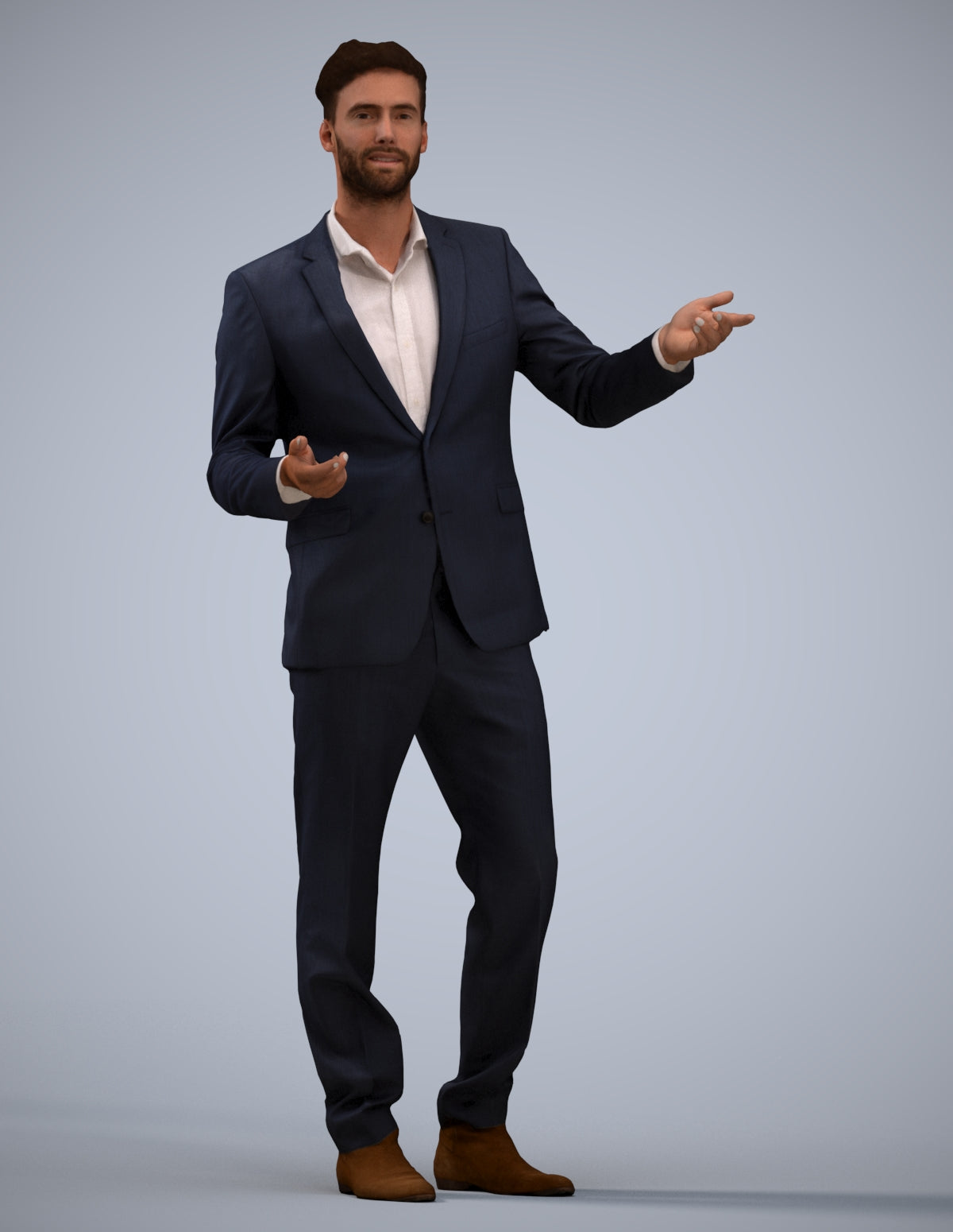 3D human model man business, photogrammetry scanned person for archviz
