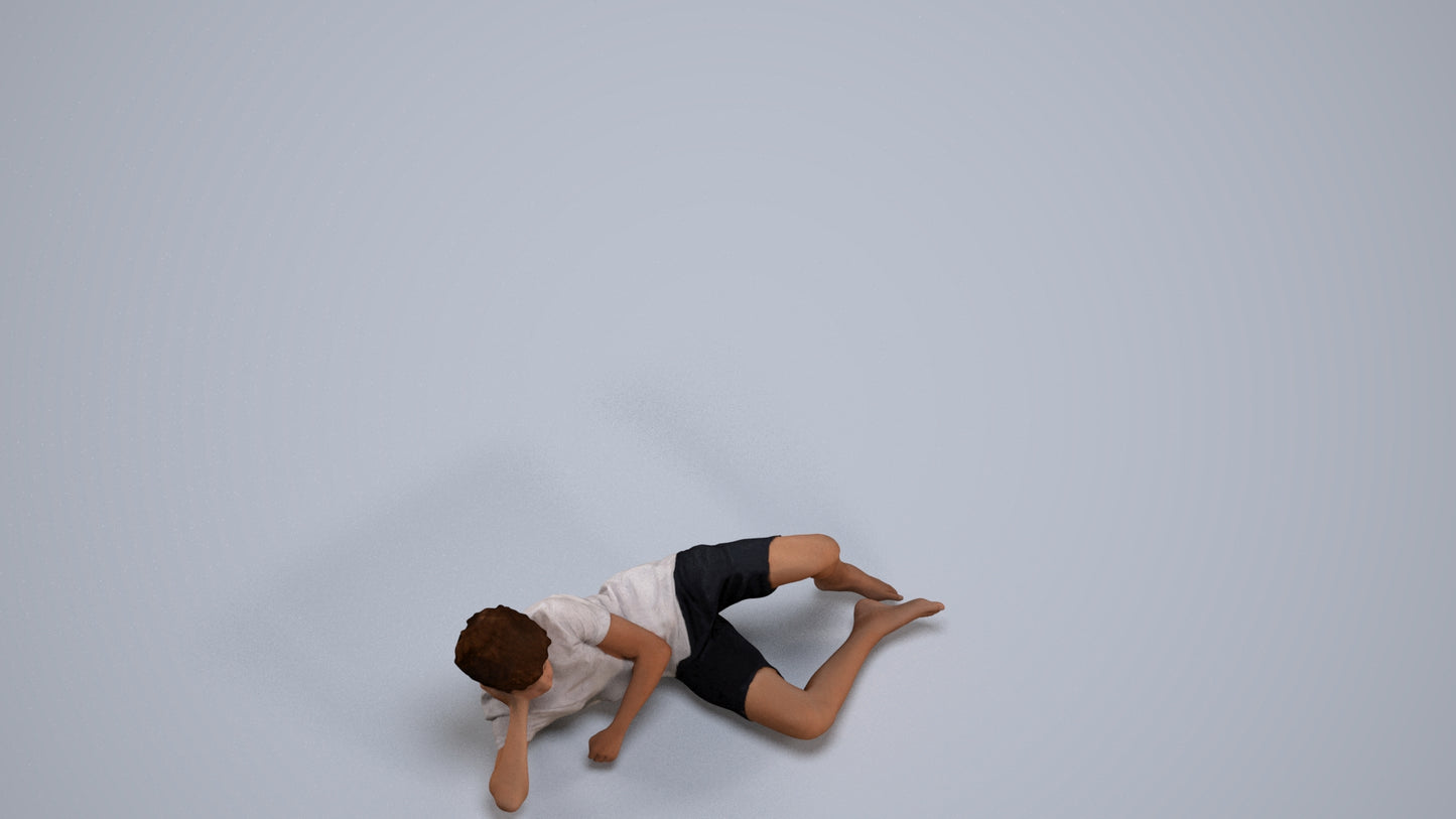 3D people model boy casual kids, scanned human for 3ds Max rendering, back view render