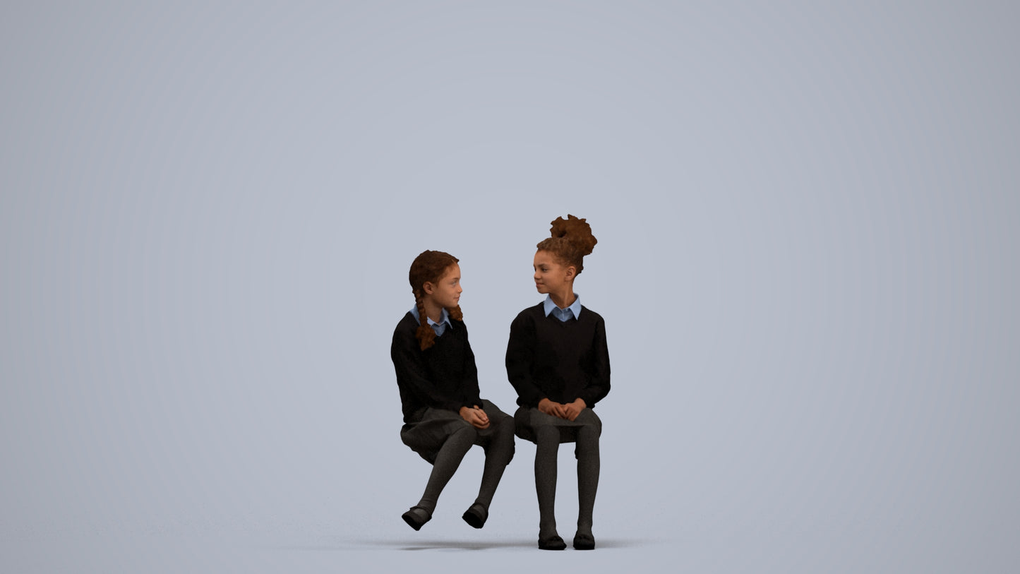 photogrammetry 3D girl kids, realistic human model archviz FBX, standing pose render