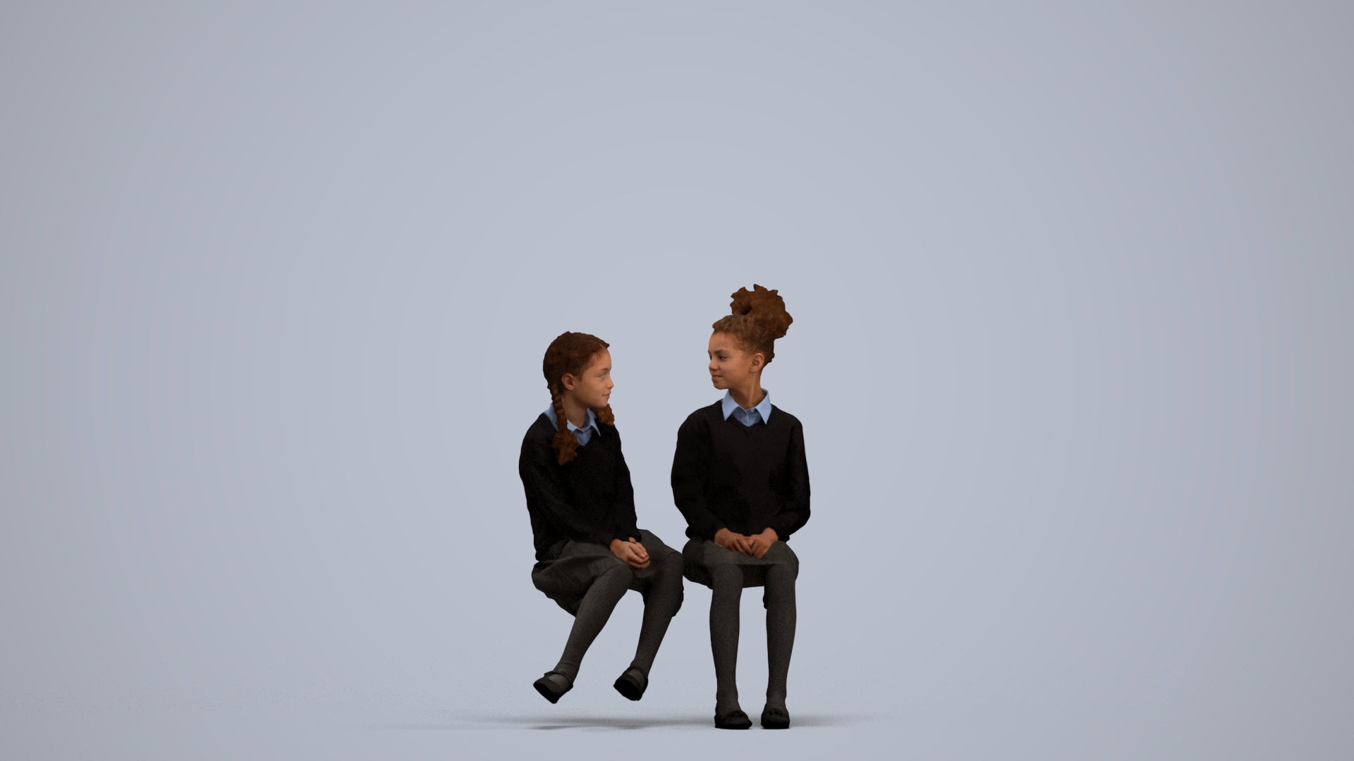 photogrammetry 3D girl kids, realistic human model archviz FBX, standing pose render