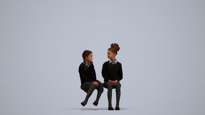 photogrammetry 3D girl kids, realistic human model archviz FBX, standing pose render