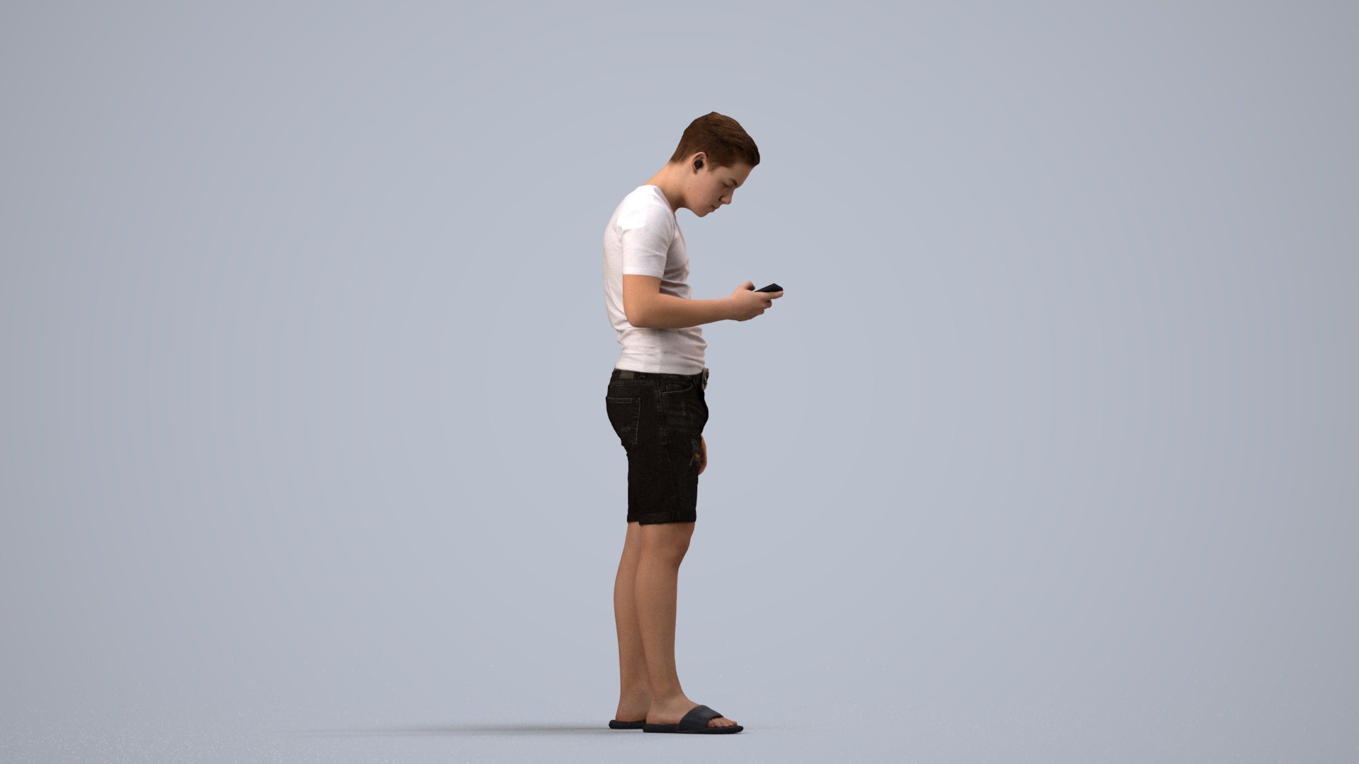 3D scanned boy kids casual, photorealistic archviz people for Enscape and SketchUp, side view render
