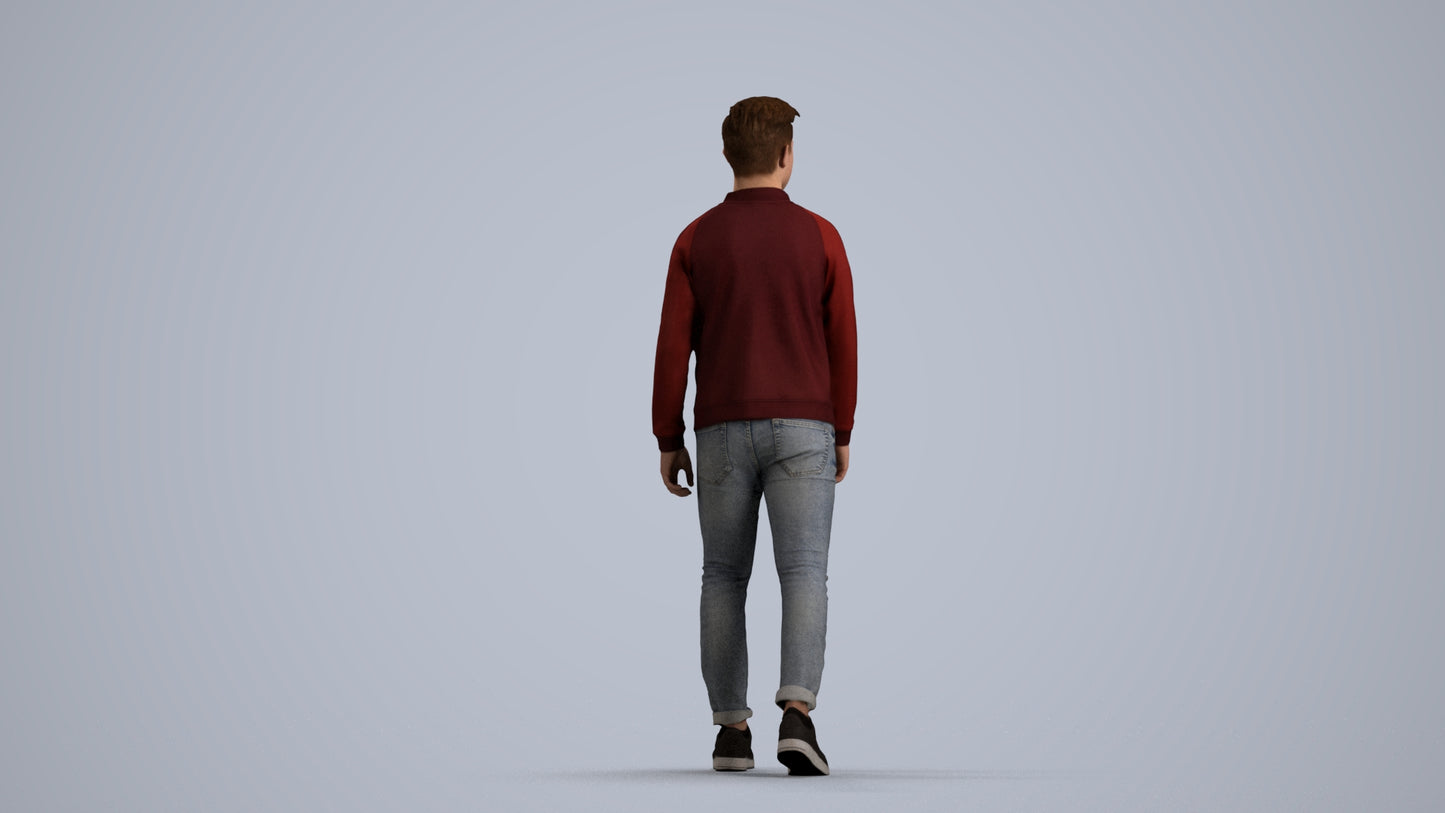 realistic 3D boy casual kids, scanned archviz people for Blender and 3ds Max, front view render