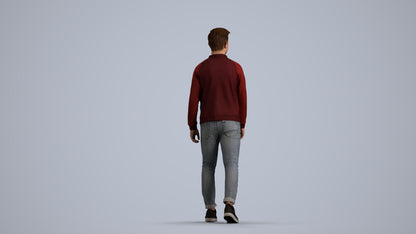 realistic 3D boy casual kids, scanned archviz people for Blender and 3ds Max, front view render