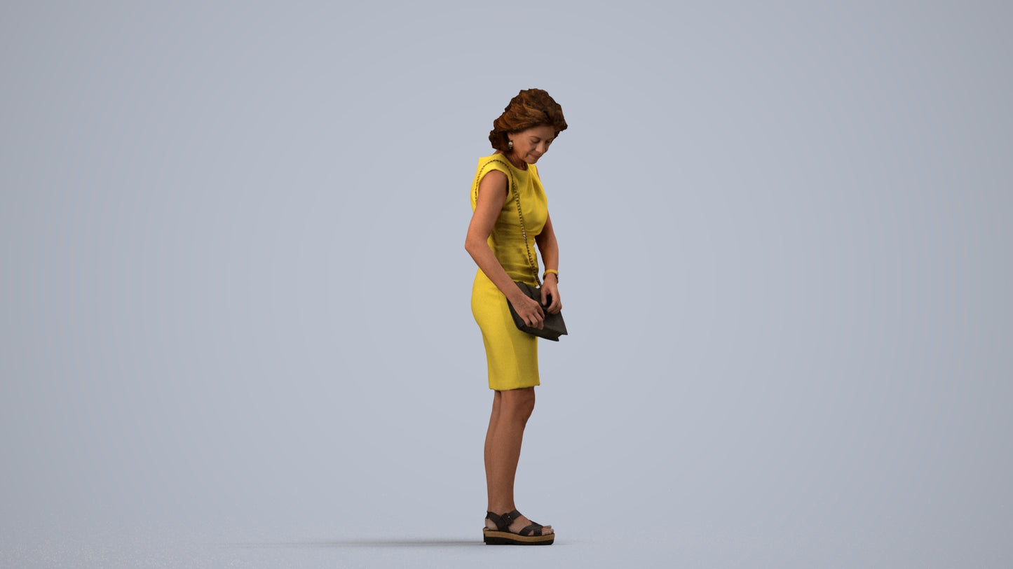 photogrammetry 3D woman business standing, realistic human model archviz FBX, side view render