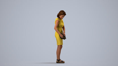photogrammetry 3D woman business standing, realistic human model archviz FBX, side view render