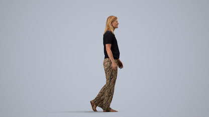 3D scanned woman walking casual, photorealistic archviz people for Enscape and SketchUp, side view render