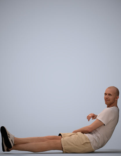 3D scanned man sitting casual, photorealistic archviz people for Enscape and SketchUp